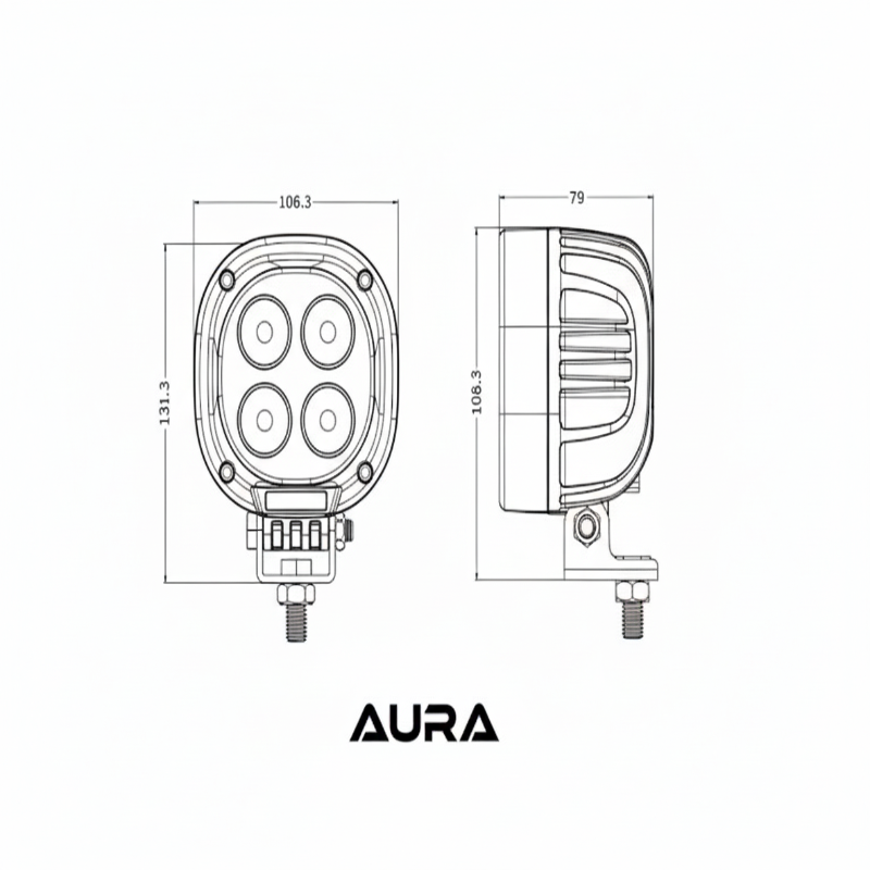 4" 90W Square Worklight